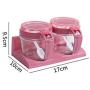 Clear Seasoning Rack Spice Pots Storage Container Condiment Jars Cruet With Cover,A