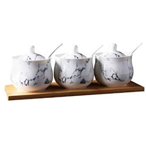 Mini Spice Jars Creative marbled seasoning jar home ceramic seasoning box