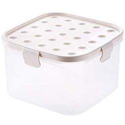 Tree House Square Plastic Storage Boxes, Food canisters with lid Regular Mouth Preserving Jars Sealed Crisper Pack of 2-A