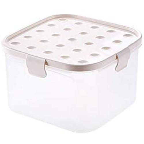 Tree House Square Plastic Storage Boxes, Food canisters with lid Regular Mouth Preserving Jars Sealed Crisper Pack of 2-A