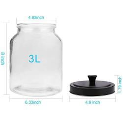 Glass Jars With Sealed Lids,Clear Glass Food Storage container with Black Brushed Metal lids,100 OZ(Set of 3)