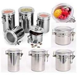 Stainless Steel Sealed Cans Coffee Beans Storage Tank Snacks Container Home Kitchen Tool,708Ml 10X10.5Cm