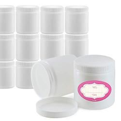 Pack of 12-8 Ounce All-Purpose White Jars with Lids & Labels - Refillable BPA-Free Plastic Pots - Large Empty Round Slime Jars - Cosmetic Containers for Body Butter, Bath Sugar & Salt Scrubs