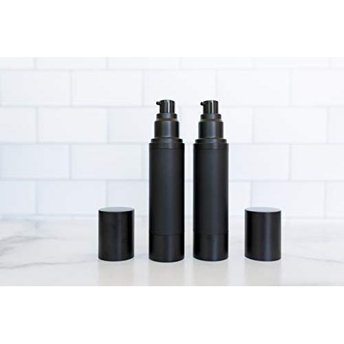 (2 Pack) 15ml,30ml, 50ml Matte Black Airless Pump Bottle Luxury Container - Refillable Cosmetic Dispenser