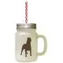 Brown Dogo Argentino Silhouette Frosted Glass Mason Jar With Straw Brown Dogo Argentino Silhouette Frosted Glass Mason Jar With Straw