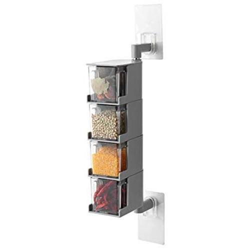 Wall Mount Revolving Seasoning Box Set, Removable Spice Storage Canister With Rotating Rack Spoon Portable Condiment Jar-d Wall Mount Revolving Seasoning Box Set, Removable Spice Storage Canister With Rotating Rack Spoon Portable Condiment Jar-d