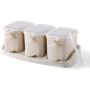 Seasoning Box Seasoning Rack Spice Pots Storage Container Condiment Jars Cruet With Cover And Spoon Kitchen Utensils,Light Yellow