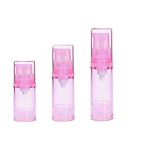 Total 3PCS 5ML +10ML +15ML Empty Refillable Plastic Airless Bottle Vacuum Pump Press Jars Container Vial Case For Cosmetic Make-up Foundations Cream Lotion Liquid Toner Emulsion Sample（Random Color)