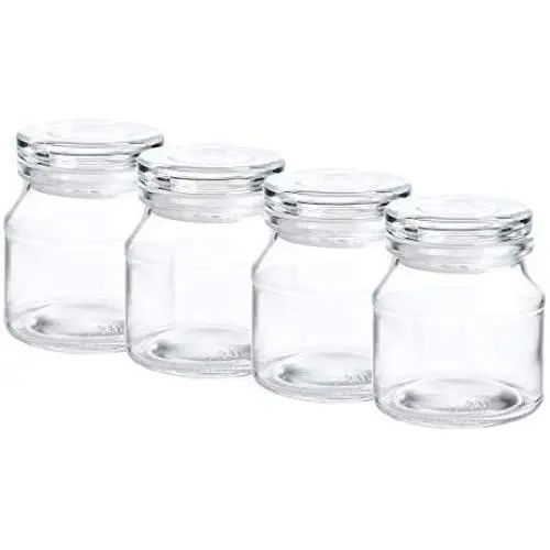 Bouteilles en verre miniatures de 13 g avec couvercles en verre étanches, ensemble de 4 Bouteilles en verre miniatures de 13 g avec couvercles en verre étanches, ensemble de 4