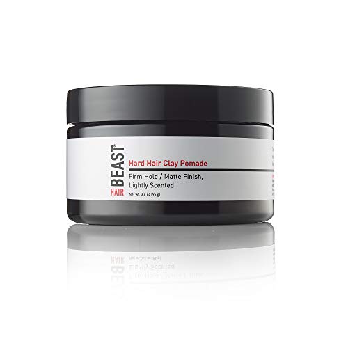 Beast Hard Hair Clay Pomade 3.4 oz - Firm Hold Matte Finish Light Scent Travel Friendly Paste - Tame the Beast
