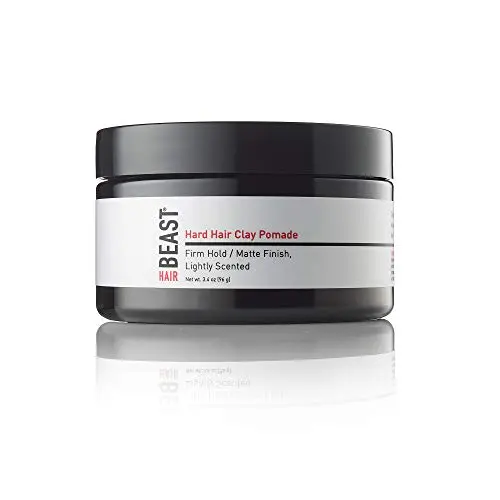 Beast Hard Hair Clay Pomade 3.4 oz - Firm Hold Matte Finish Light Scent Travel Friendly Paste - Tame the Beast