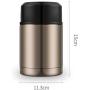 800ml Thermos Stainless Food Flask,Leakproof Vacuum Insulated Food Containers With Portable Insulation Bag Food Flask (Color : Champagne, Size : No-Bag)