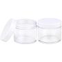 Beauticom 60 Grams/60 ML (2 Oz) Round Clear Leak Proof Plastic Container Jars with White Lids for Travel Storage Makeup Cosmetic Lotion Scrubs Creams Oils Salves Ointments (3 Jars)