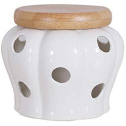 UPKOCH 1PC Ginger Ceramics Garlic Containers Storage Jars Jar with Bamboo Lids for Garlic Ginger Sealing Kitchen