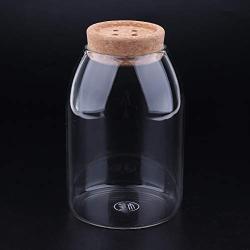 joyMerit Vintage Cork Stopper Clear Glass Coffee Tea Food Storage Jar Kitchen - Button, M