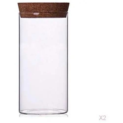 2x Mini Glasbehälter mit Korkstopfen - Super Dicht, Lebensmittelechter Glas für Küche, Haushalt, Zucker, Marmelade, DIY Hochzeitssüßigkeiten 7 Tall