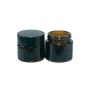 10 pcs Amber Round Glass Jars with Inner Liners and Black Lids for Storing Cosmetics Such as Eye Shadow, Eye Cream, Lotion, Powder, Empty Cosmetic Containers,0.34 oz