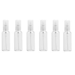 6PCS 50ml/1.7oz Empty Refillable Transparent Plastic Pump Press Bottles Vial Jars Lotion Dispenser Portable Travel Makeup Cosmetic Container Holder for Bath Shower Gel Shampoo Toiletries Liquid
