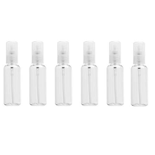 6PCS 50ml/1.7oz Empty Refillable Transparent Plastic Pump Press Bottles Vial Jars Lotion Dispenser Portable Travel Makeup Cosmetic Container Holder for Bath Shower Gel Shampoo Toiletries Liquid