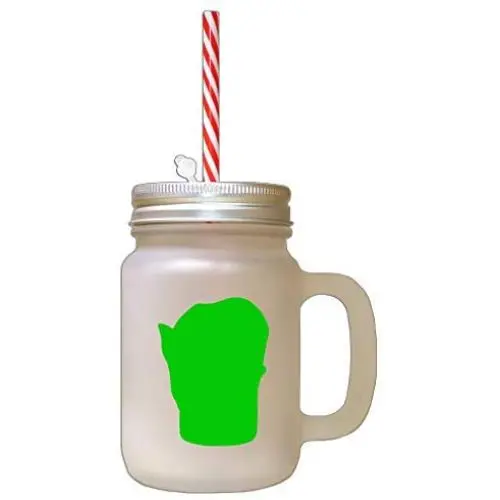 Green Tonkinese Cat Head Silhouette #1 Frosted Glass Mason Jar With Straw Green Tonkinese Cat Head Silhouette #1 Frosted Glass Mason Jar With Straw