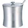 Decdeal Condiment Pots Stainless Steel Seasoning Cans Kitchen Pepper Salt Storage Jar Sugar Bowl with Lid and Spoon