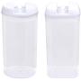 TOPBATHY Food Storage Tank Grain Sealed Can Food Jar Cereal Container or Snack Oatmeal Rice (1.1L Round+1.2L Square) (White) 2pcs