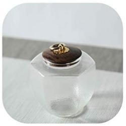Glass Tea Storage Jar Coffee Beans Seal Cans Sugar Nuts Tanks With Wooden Lid Canister,A