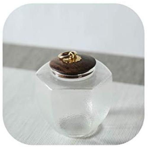 Glass Tea Storage Jar Coffee Beans Seal Cans Sugar Nuts Tanks With Wooden Lid Canister,A