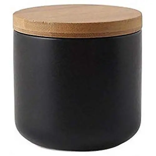 Pure Color Ceramic Sugar Bowl with Wooden Lid Sugar Dispenser Salt Pepper Storage Jar Pot Sugar Container Seasoning Pot Box Condiment Spice Racks Holder for Home Kitchen, Black Pure Color Ceramic Sugar Bowl with Wooden Lid Sugar Dispenser Salt Pepper Storage Jar Pot Sugar Container Seasoning Pot Box Condiment Spice Racks Holder for Home Kitchen, Black