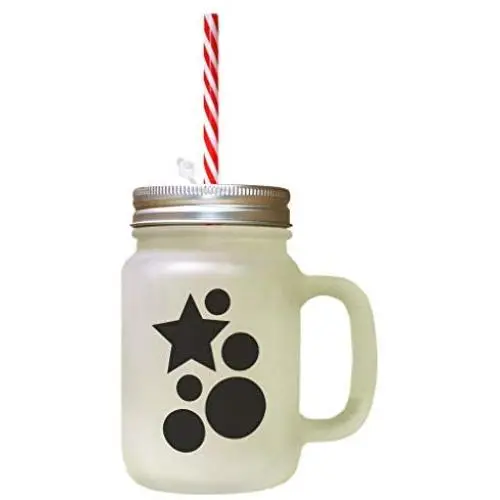 Black Start, Ball Frosted Glass Mason Jar With Straw Black Start, Ball Frosted Glass Mason Jar With Straw