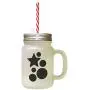 Black Start, Ball Frosted Glass Mason Jar With Straw Black Start, Ball Frosted Glass Mason Jar With Straw