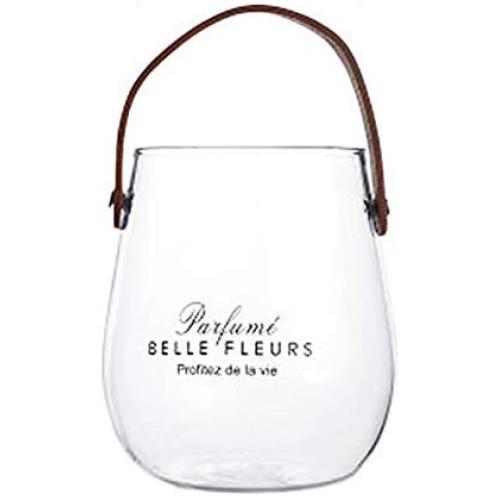 Unique Chic Nordic Glass Storage Jar Bottle With Leather Handle Minimalist Desk Storage Bottle Organizer Flower Vase Container Large Glass Storage Containers With Lids