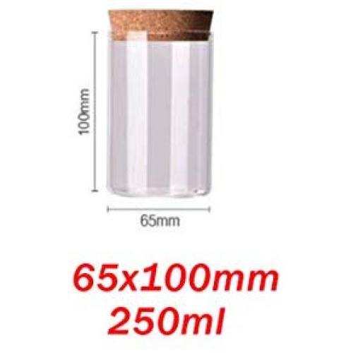 Glass Jar With Lid Cork Column Airtight Canister Storage Bottles Jars Grains Tea Leaf Coffee Beans Candy Food Jar,65X100Mm 250Ml