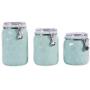 Premium 3-Piece Modern Honeycomb Half Matte Glaze Ceramic Kitchen Canister Jar with Airtight Clamp Lid for Food Storage Serve Coffee Sugar Tea Spices and More Blue Storage