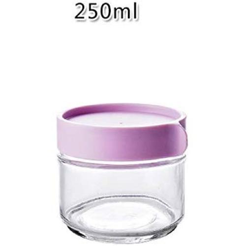 1Pcs Kitchen Glass Sealed Jars With Lid Cereals Snacks Storage Tank Milk Powder Candy Cookie Container Storage Bottle,250Ml-Purple