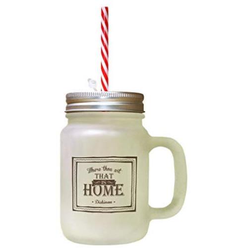 Brown Where Thou Are That Is Home Frosted Glass Mason Jar With Straw