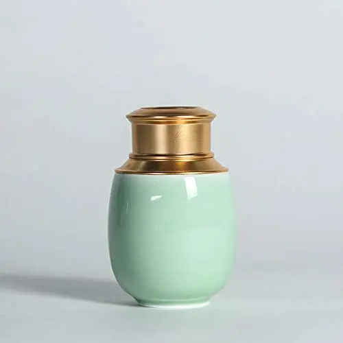 Mini Tragbare, Versiegelte Goji-Dosen, Longquan Celadon Keramik (2,5 oz, Hellgrün)