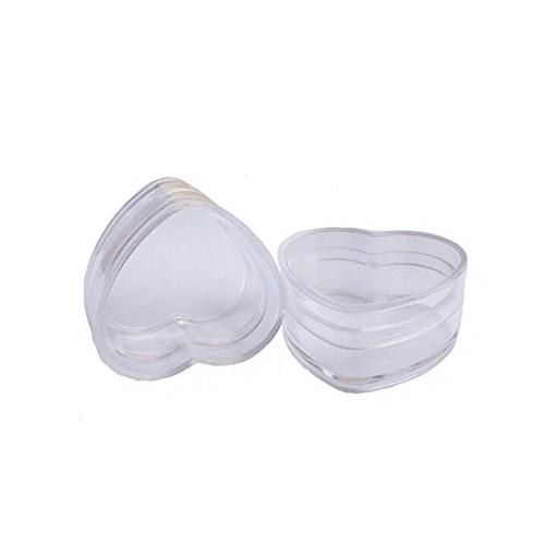 12PCS 4ml 0.14oz Empty Refillable Plastic Clear Heart Shape Make up Cosmetic Sample Containers Jar Bottle Pot for Lip Balm Eye Shadow Cream Nail Powder