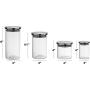 Kitchen Canister Set of 4, Glass Jars with Airtight Stainless Steel Lid, Clear Food Storage Container Ideal for Flour, Sugar, Coffee, Candy, Snack and More