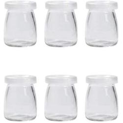 UPKOCH 6pcs Clear Glass Jars Glass Yogurt Container Replacement Glass Pudding Jars Yogurt Jars with Lids for Milk Jams Jelly Mousse 200ml