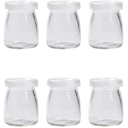 UPKOCH 6pcs Clear Glass Jars Glass Yogurt Container Replacement Glass Pudding Jars Yogurt Jars with Lids for Milk Jams Jelly Mousse 200ml