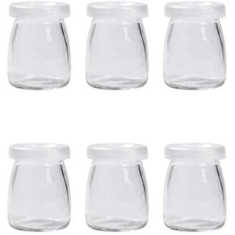 Glass Yogurt Container With Lids,7oz Clear Glass Jars With