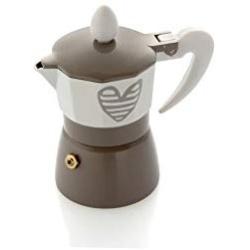 Brandani Heartbeat Dove Grey Aluminium 1 Cup Coffee Maker, One Size