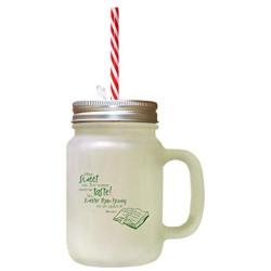 Forest GreenSweet Taste! Sweeter Then Honey Frosted Glass Mason Jar With Straw