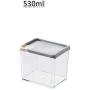 Tree House Square Plastic Food Boxes, Canisters Sets for The Kitchen Clear Versatile Sealed jar Storage containers with lid Packing cans Pack of 3-B 530mlx3