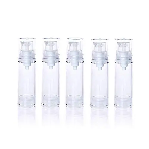 6Pcs 0.17oz(5ml) Clear Plastic Airless Pump Bottle Refillable Empty Travel Size Dispenser Makeup Storage Vial Toiletries Container for Liquid Emulsion Essence Serum Foundation 6Pcs 0.17oz(5ml) Clear Plastic Airless Pump Bottle Refillable Empty Travel Size Dispenser Makeup Storage Vial Toiletries Container for Liquid Emulsion Essence Serum Foundation