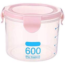 OUYAWEI Kitchen Grain Storage Tank Box Transparent Sealed Plastic Jar Food Storage Container Pink 600ml