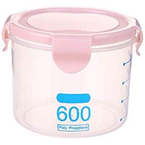 OUYAWEI Kitchen Grain Storage Tank Box Transparent Sealed Plastic Jar Food Storage Container Pink 600ml