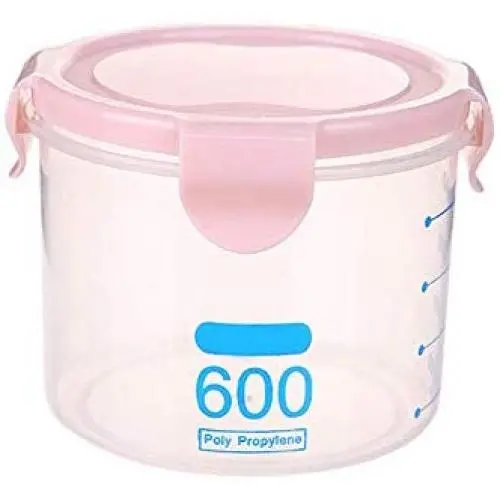 ACHICOO Kitchen Grain Storage Tank Box Transparent Sealed Plastic Jar Food Storage Container Pink 600ml