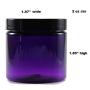 Purple 2 oz PET Round Plastic Jars with Black Smooth Lids, and 1 Mini Jar, 12 Pack (P2BMJ12)